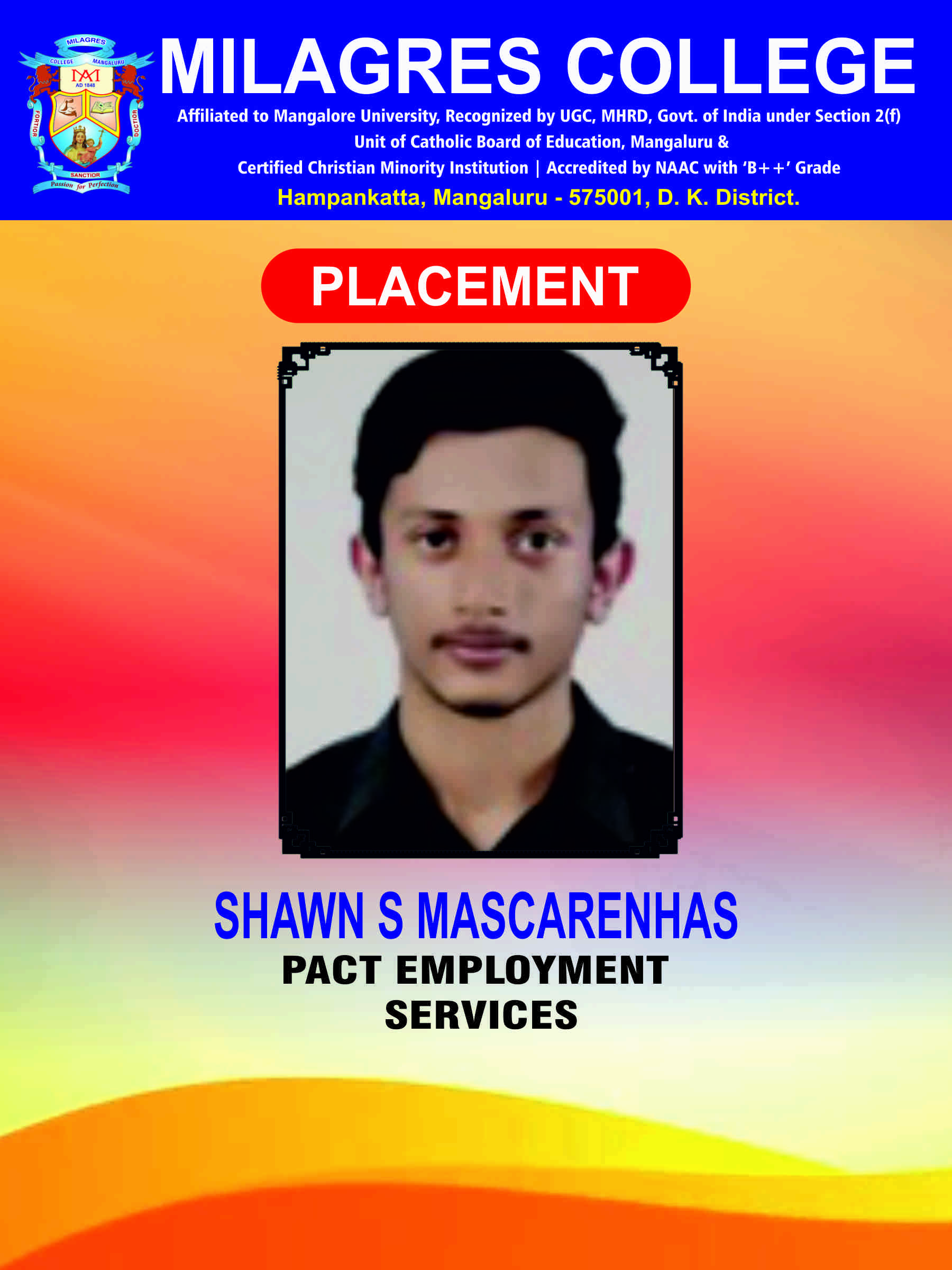 Successfully placed student